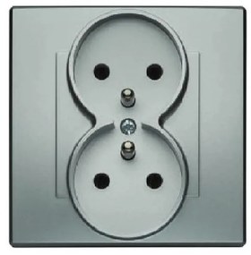 GP-2LZ Dvojitá zásuvka s uzemnením strieborná metalíza