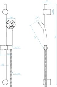 Kuchinox MEVA, sprchová súprava so stĺpom a ručnou hlavicou, 622 mm, chrómová, LAV-NKM_01A1
