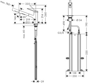 Hansgrohe Zesis M33, páková kuchynská batéria 160, vyťahovacia sprška, 2jet, chrómová, HAN-74822000