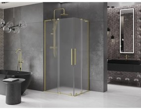 Mexen Velar L Duo, sprchový kút s posuvnými dverami 90 x 80 cm, 8mm sklo námraza, zlatá matná, 871-090-080-02-33-55