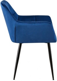 Jedálenská stolička Emia (SET 2 ks) - zamat, kovové nohy čierne - Modrá