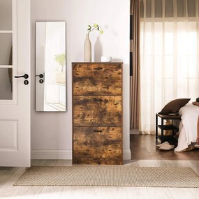 Botník s 3 výklopnými dvierkami, skrinka na topánky, rustikálna hnedá