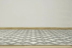Šnúrkový koberec Stella D418A - Romby Aztec sivý / strieborný