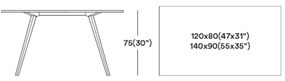 MILANO H75 DIZAJNOVÝ STÔL 120 x 80 cm
