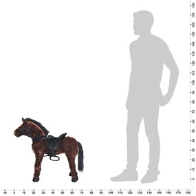 Stojaci plyšový hračkársky koník, tmavohnedý XXL