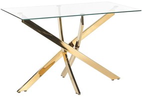 Jedálenský stôl so sklenenou doskou 120 x 70 cm zlatý MARAMO Beliani