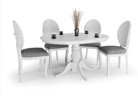 Rozkladací okrúhly jedálenský stôl Villian biely
