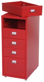 Zásuvková skrinka Boston T851 - 69x28x41cm, 5 zásuviek - červená
