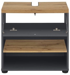 Antracitová skrinka pod umývadlo v dekore duba 60x57 cm Thessa – Støraa