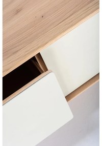 TV stolík z dubového dreva v bielo-prírodnej farbe 160x48 cm Fina – Gazzda
