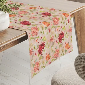 Biante Dekoračný behúň na stôl PML-091 Hortenzie a ľalie na ružovom 45x120 cm