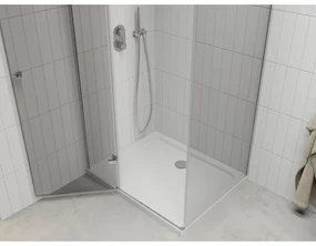 Mexen Roma, sprchovací kút 100 (dvere) x 80 (stena) cm, 6mm číre sklo, chrómový profil + slim sprchová vanička 5cm, 854-100-080-01-00-4010