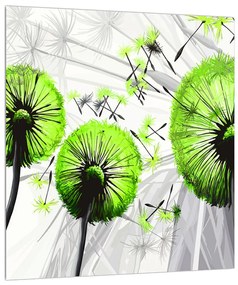 Obraz páperia svetlo zelených púpav (30x30 cm)