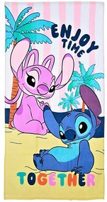 Plážová osuška Stitch &amp; Angel - motív Enjoy Time Together - 100% bavlna - 70 x 140 cm