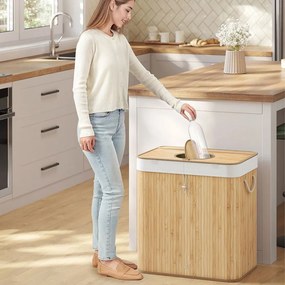 Bambusový kôš na bielizeň s vyberateľnou sieťkou