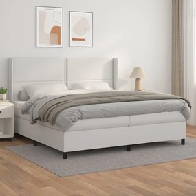 Boxspring posteľ s matracom biela 200x200 cm umelá koža 3132460