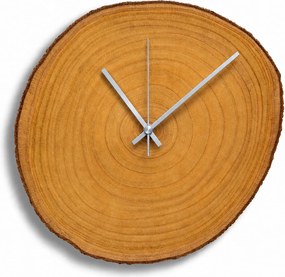 Drevené hodiny z prírodného plátu s kôrou | KORA: Amber - 3072 26-29 cm 4806-115490 KOR002-29-AMBER