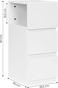 ModernHome Nočný stolík s LED osvetlením - 2 zásuvky biely ModernHome