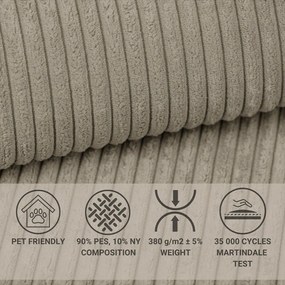 Béžová menčestrová rozkladacia/s úložným priestorom rohová pohovka (pravý roh/do L) Tonga – Maison de Rêve