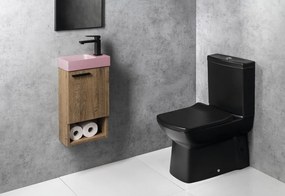 Sapho Sapho, PICCOLINO betónové umývadlo 30,8x17cm, batéria vpravo, ružová matná, PK30521