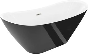 Mexen Lotos, voľne stojaca vaňa 180 x 75 cm, biela/čierna, prepad brúsený nikel, 52051807775-97