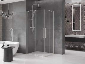 Mexen Velar Duo, sprchový kút s posuvnými dverami 100 x 90 cm, 8mm číre sklo, brúsená oceľ, 871-100-090-02-97