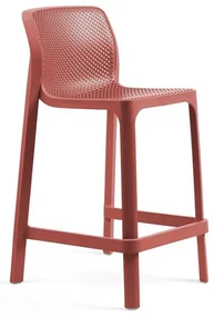 NET STOOL MINI záhradná barová stolička bez podrúčok corallo