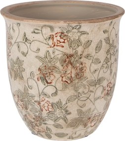 Béžový keramický obal na kvetináč s kvetmi Margaus L - Ø 17*17 cm