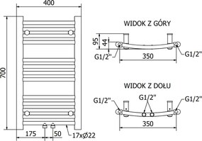 Mexen Ares, vykurovacie teleso 700x400 mm, 189 W, chrómová, W102-0700-400-00-01