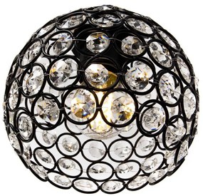 Závesné svietidlo Crystal, 5x čierne krištáľové tienidlo