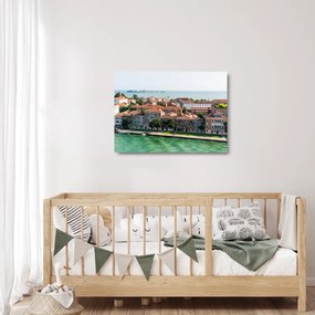 Sklenený obraz - Letecký pohľad na mesto (70x50 cm)