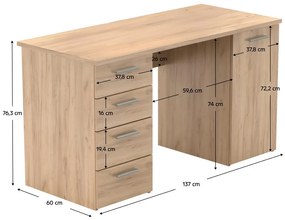 PC stolík Telur (dub artisan). Vlastná spoľahlivá doprava až k Vám domov. 1119636