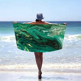 Plážová osuška so zeleným abstraktným vzorom Šírka: 100 cm | Dĺžka: 180 cm