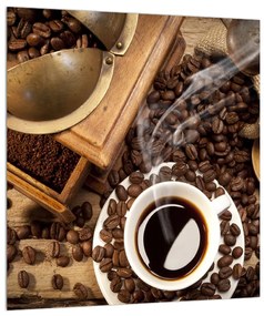 Obraz šálky kávy a kávových zŕn (30x30 cm)