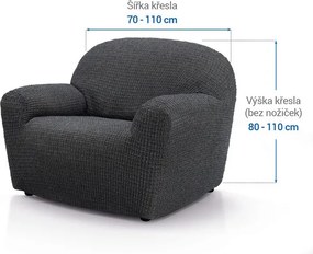 Super strečové poťahy RUBINIA antracitová kreslo (š. 70 - 110 cm)