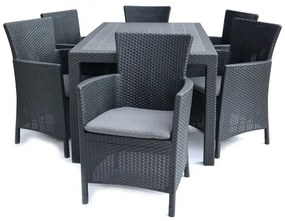 Elegantná stolička MONTANA z umelého ratanu - grafitová + sivé vankúše‎