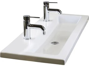 Kúpeľňový nábytkový set Sanox Straight farba čela betón antracitovo sivá ŠxVxH 100 x 170 x 40 cm s dvojitým umývadlom z minerálnej liatiny a zrkadlovou skrinkou