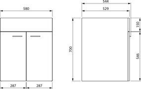 Aqualine Aqualine, Skrinka pod výlevku 58x52,8x70cm, biela, 57037
