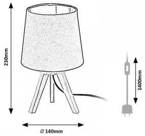 RABALUX Stolová lampa trojnožka LYCHEE, 1xE14, 25W, prírodná