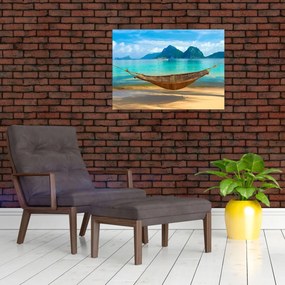 Obrázok hojdacej siete na pláži 3 (70x50 cm)