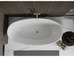 Mexen Bilbao, voľne stojaca vaňa 180 x 90 cm, biela-čierna, zlatý lesklý prepad, 51311809075-50