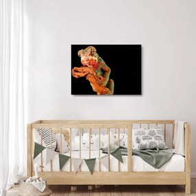 Sklenený obraz chameleóna na vetve (70x50 cm)