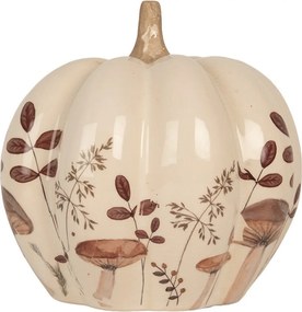 Béžová keramická dekorácia tekvice s Little Forest Jewels - Ø 18*18 cm