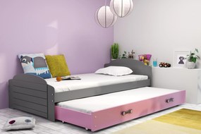 Posteľ s prístelkou LILI 200x90 Grafitová - Ružová