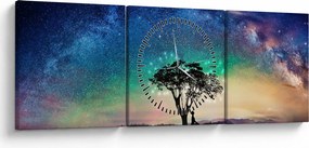 Obraz - Odpočinok pod hviezdami (s hodinami) (90x30 cm)