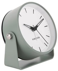 Dizajnový kovový budík Karlsson Calm KA5937GR – šedý nefrit, 11 cm