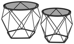 VASAGLE Súprava dvoch okrúhlych konferenčných stolíkov z dymového skla