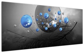 Obraz modrých abstraktných gulí (120x50 cm)