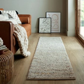 Krémový ručne tkaný behúň s prímesou vlny 60x230 cm Minerals – Flair Rugs