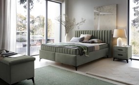 Nočný stolík s 2 zásuvkami Joy, olivovo zelená látka